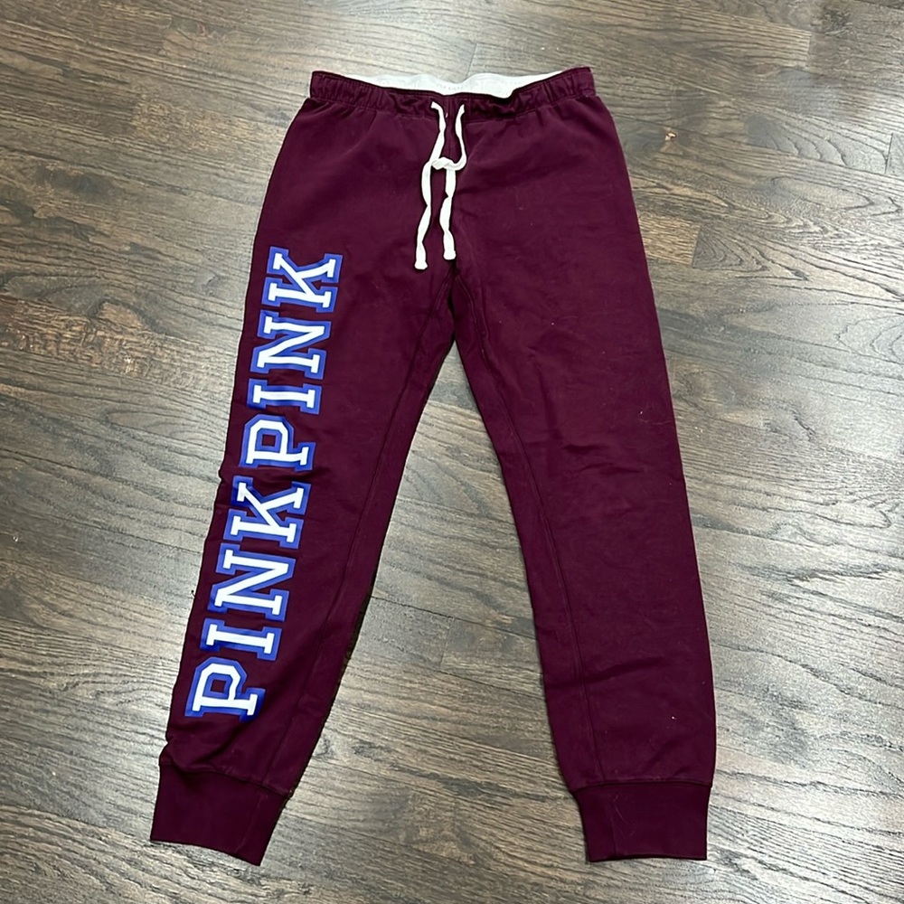 Pink Victoria’s Secret burgundy sweatpants